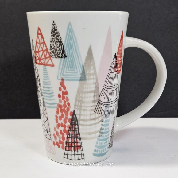 Starbucks Christmas Coffee Mug Holiday Cup Abstract Geometric Forest Trees - Picture 9 of 11